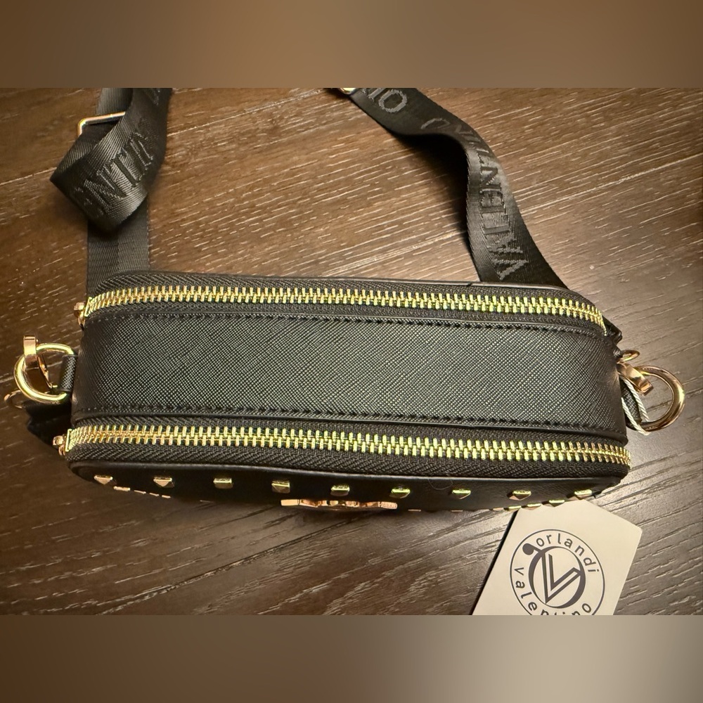 Valentino Orlandi Black and Gold Studded Crossbody Bag - Picture 7 of 13